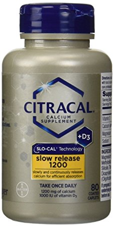 Citracal Calcium Plus D Slow Release 1200, 80 Count (Pack of 3)