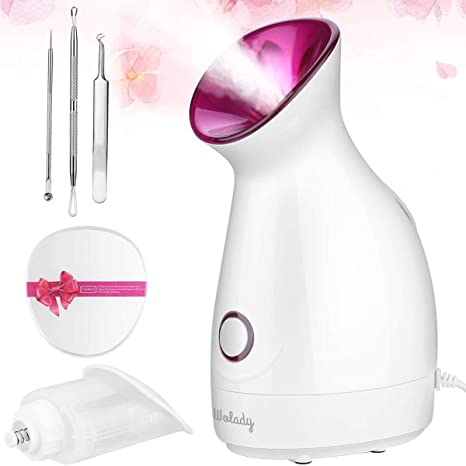 Facial Steamer SPA Sauna Face Humidifier Wolady Home Sauna Steamer Nano Ionic Warm Mist Humidifier Steamer with Stainless Steel Skin Kit for Pores Cleanse Clear Blackheads Acne Skin Cares