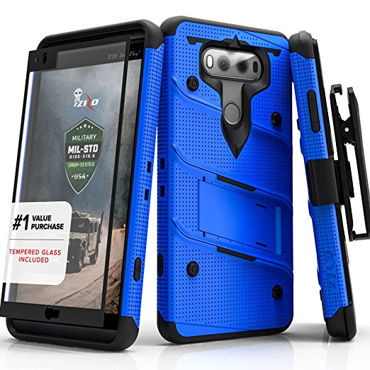 LG V20 Case, Zizo [Bolt Series] with FREE [LG V20 Screen Protector] Kickstand [Military Grade Drop Tested] Holster Belt Clip - Case for LG V20