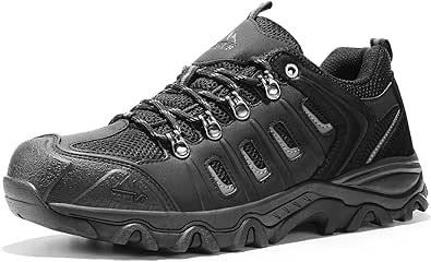 NORTIV 8 Men's Waterproof Hiking Shoes Leather Low-Top Hiking Shoes for Outdoor Trailing Trekking Camping Walking