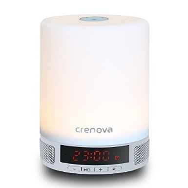 Crenova WS-01 All-in-1 Bluetooth 40 Speaker with LED Bedside Lamp  Night Light Dimmable 4 Brightness65292Alarm Clock and LED Time Display65292Speakerphone Support TF Card - Bulit-in Microphone and 1800mAh Rechargeable Battery - Hands-Free Calls - Portable Size - Ideal as A Gift