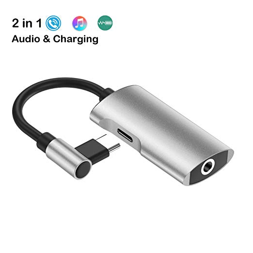Type C USB C to 3.5 mm Headphone Jack Adapter Support Audio   Charge for Motorola Moto Z, Motorola Moto Z Droid,Huawei Mate 10 and More,Type C Audio Converter 2 in 1 Headphone Connector
