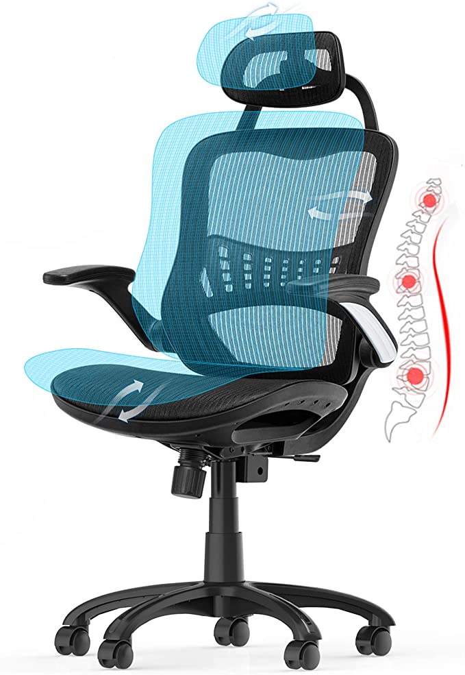 High Back Ergonomic Adjustable Office Chair with Breathable Mesh Ergonomic Office Chair (N-Black)