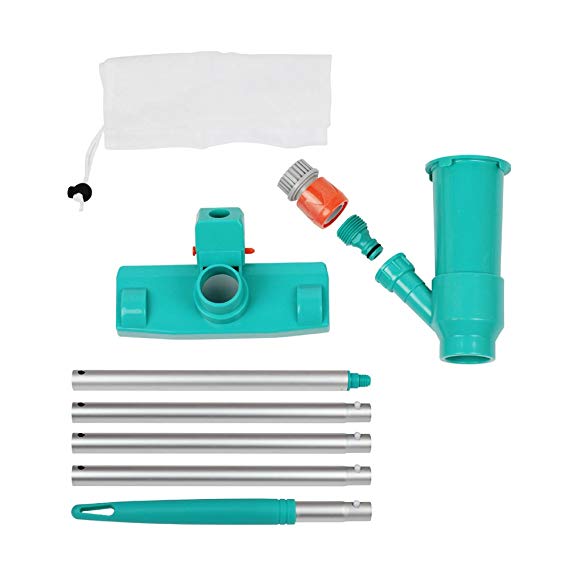POOLWHALE Portable Pool Vacuum Jet Underwater Cleaner W/Brush,Bag,4 Section Pole of 48"(No Garden Hose Included),For Above Ground Pool,Spas,Ponds & Fountains