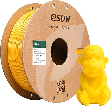 eSUN PLA  Filament 1.75mm, 3D Printer Filament PLA Plus, Dimensional Accuracy  /- 0.03mm, 1KG Spool (2.2 LBS) 3D Printing Filament for 3D Printers, Yellow