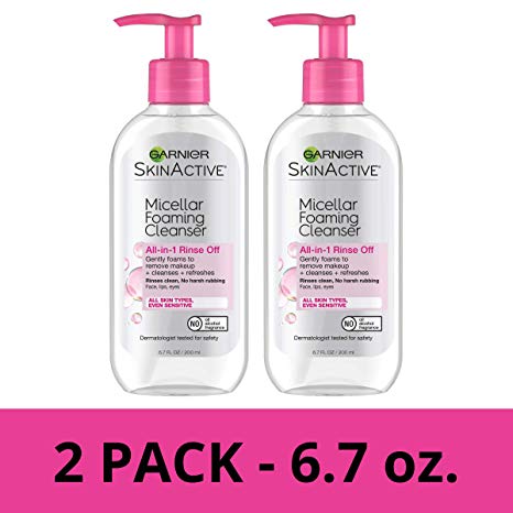 Garnier SkinActive Micellar Foaming Face Wash, 6.7 Fluid Ounce (Pack of 2)
