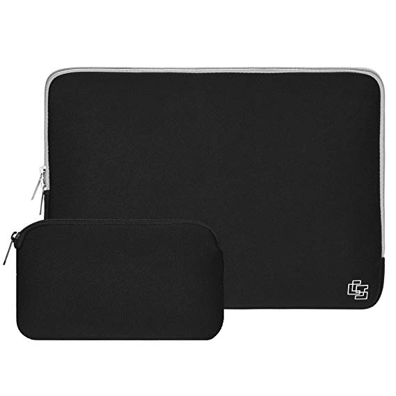 CASE STAR Water Repellent Neoprene Sleeve 13 Inch Laptop Sleeve Case 13-13.3 inch Bag Cover Compatible 13-13.3 Inch Laptop MacBook 13 inch Sleeve with Small Case(Black/Grey)