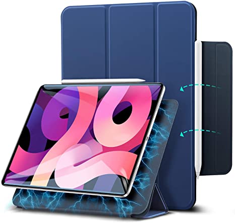 ESR Magnetic Case for iPad Air 4 2020 10.9 Inch/iPad Pro 11 2018 [Convenient Magnetic Attachment] [Trifold Smart Case] [Auto Sleep/Wake Cover] Rebound Series, Navy Blue