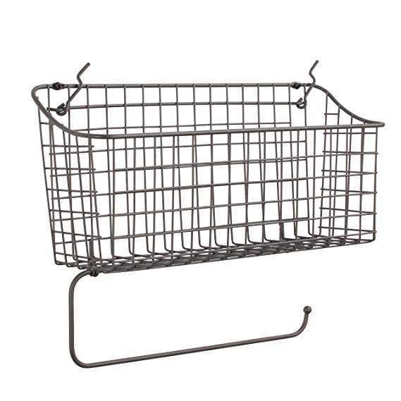 Spectrum Diversified Pegboard/Wall Mount Basket and Paper Towel Holder, Industrial Gray