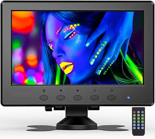 Eyoyo 7 inch Monitor, 1024 x 600 Resolution IPS Small Monitor with Remote Control and Built-in Dual Speakers Portable Monitor HDMI VGA BNC USB AV Input for Laptop PC CCTV DVD