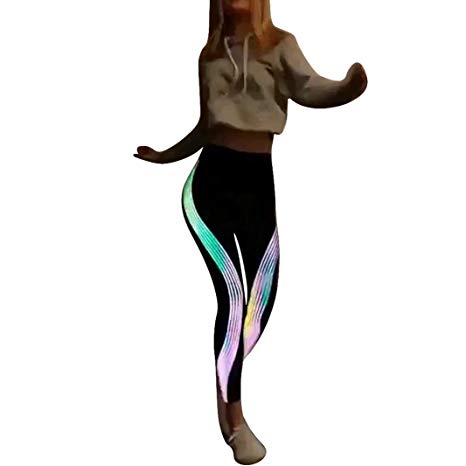 Gillberry Basic Rainbow Printed Leggings Patterned High Elasticity Pants for Women Girls