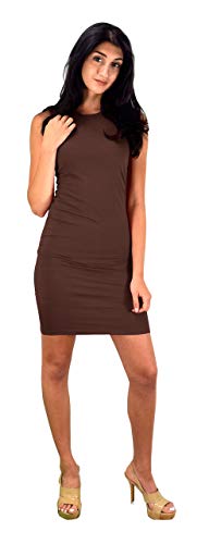 Peach Couture Women's Classic Cotton Slim Fit Sleeveless Bodycon Midi Dress