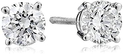 IGI-Certified 18k Gold Round Cut Diamond Stud Earrings (1/4 - 4 cttw, H-I Color, SI1-SI2 Clarity)