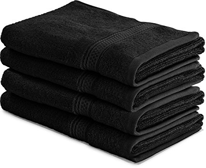 Utopia Towels Premium Hand Towels (4 Pack, Dark Black)