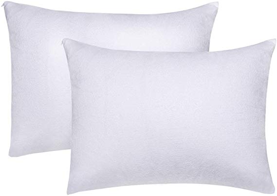 Docamor 100% Waterproof Pillow Protectors, Zippered Hypoallergenic Pillow Covers with Terry Surface and Breathable and Skin-Friendly Membrane - King Size - 2 Pack