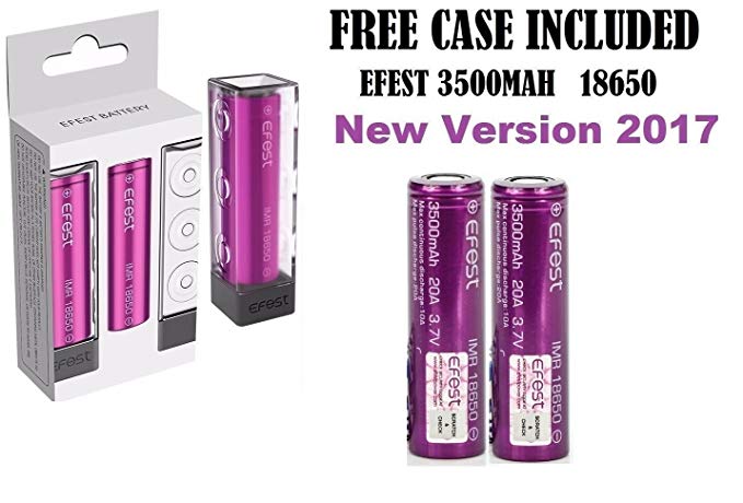 2 X Efest 18650 3500 mAh 20 A IMR High Drain Flat Top Battery - Case Included