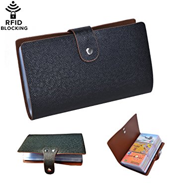 96 Card Slots RFID Blocking Credit Card Holder Leather Multi Business Card Cases