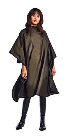Betty Dain Midnight Shimmer Cape, 45"W x 58"L, Chemical-Proof, Snap Closure, Machine Washable, Matches Other Midnight Shimmer Products, Reversible Design - Solid Black or Gold Sparkles