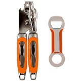 1 Best Professional Can Opener and 4 in 1 Heavy Duty Bottle Opener Combo Set High Quality Stainless Steel Ergonomic Design Soft Grip Handle Imperial Kitchen Collection Tangerine