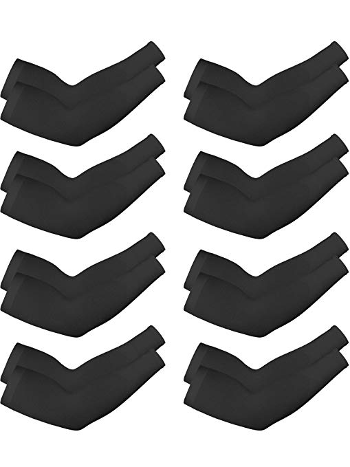 8 Pairs Unisex Arm Sleeves UV Sun Protection Cooling Sleeves for Driving Jogging Golfing Riding Outdoor Activities