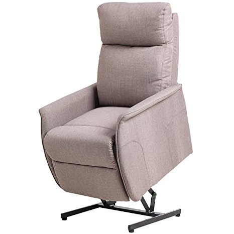 Giantex Electric Power Lift Chair Recliner Sofa Chair, With Fabric Padded Seat ,W/Remote (Light gray)