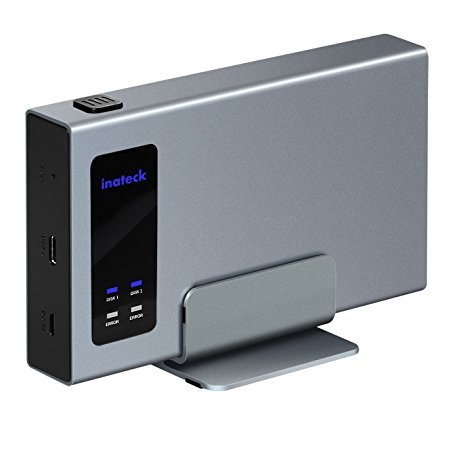 Inateck Aluminum USB-C RAID HDD Enclosure Dual Bay with a Portable Stand for 2x 2.5" SATA SSD/HDD Hard Drive Enclosure - USB 3.1 Gen 2 Type C Port with 10 Gbps Superspeed (FE2101)