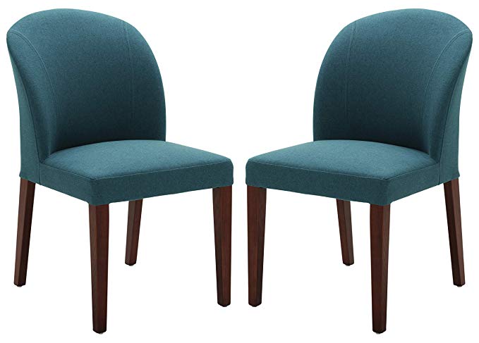 Rivet Contemporary Curved-Back Armless Dining Chair, 35"H, Aqua, Set of 2