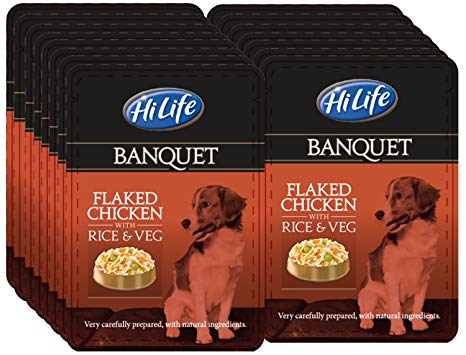 HiLife Banquet Dog Food Pouches, Flaked Chicken Breast with Rice and Veg, 15 x 100g Pouches