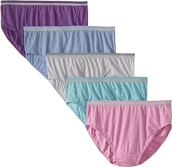 Fruit of the Loom womens Plus Size "Fit for Me" 5 Pack Heather Hi-cut Panties