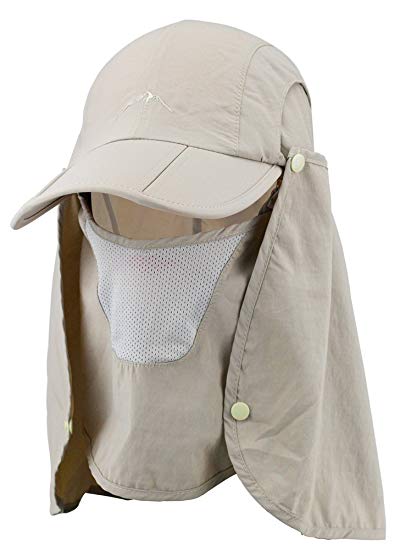 Lenikis UPF50  Sun Protection Baseball Cap with Detachable Flap