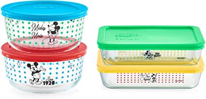 Pyrex Mickey Mouse-The True Original Food Storage, 8 Piece