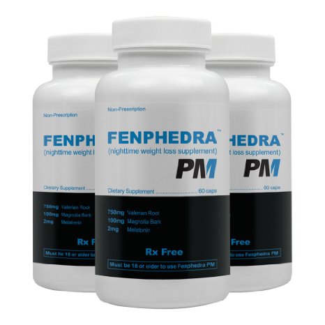 Fenphedra PM (3 Pack) - Best Diet Pill for Night Time Weight Loss - Natural Stimulant Free Ingredients to Jump Start Your Diet While You Sleep