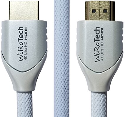 Low Profile HDMI Cable 3ft White - HDMI 2.0 (4K, HDR) Ready - Braided Cable - High Speed 18Gbps - Gold Plated Connectors - Ethernet, Audio Return - Video 2160p