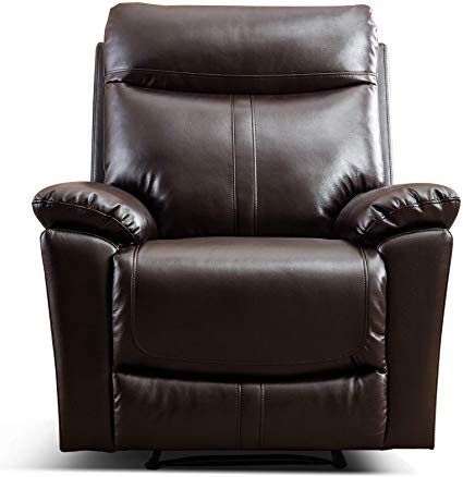 ANJ Leather Recliner Chair Padded Durable Recliner Chair for Living Room Ergonomic Single Seat Reclining Sofa - Brown