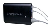 ChargeTech - 27000mAh BLACK Portable Battery Pack w AC Outlet and USB Ports - Universal Power Bank for MacBooks Laptops iPhone iPad Samsung Galaxy Note Tab Nexus HTC Motorola GoPro Camping