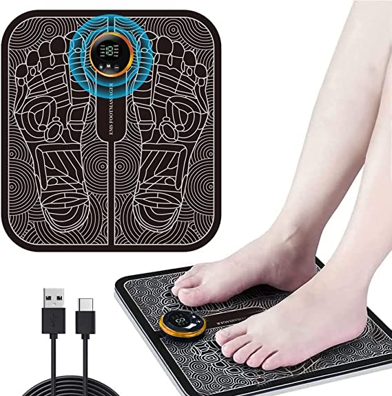 Foot Massager USB Rechargeable Feet Massage Machine Foldable Calves Massage Tool with 8 Modes 19 intensities LCD Screen Improves Circulation, Relax Stiffness Muscles, Relieve Feet and Legs Pain