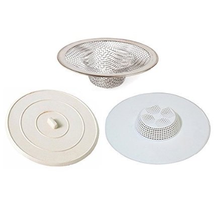 Tapix bathtub bundle mesh strainer and Hair Catcher Drain Protector Prevents Hair from Clogging Drains Fits Most Sink-Bathtub Drains-Silicone Tub Stopper and Drain Plug for Kitchens and Bathrooms