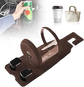 Multifunctional Hook for Car Seat Back, 2024 New Back Seat Cup Holder with Double Metal Hook, Car Back Hanging Mount Cup Seat Holder, Car Cup Holders Fits Universal Vehicle Storage Organizer (Brown)