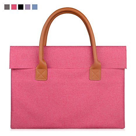 Qishare Universal Fashion Portable oxford fabric Laptop Carrying Bag / Laptop case /Office Tote Briefcase/ Handbag for 13-14.1 Inch Laptop / Tablet / Macbook / Notebook (13.3", Pink)