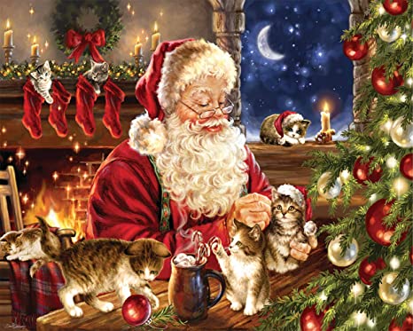 Springbok Puzzles - Christmas Kittens - 1000 Piece Jigsaw Puzzle - Large 30 Inches by 24 Inches Puzzle - Made in USA - Unique Cut Interlocking Pieces