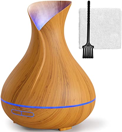 Everlasting Comfort Essential Oil Diffuser - 400 ml - Super High Aroma Output with Cleaning Kit - ETL Certified - Light Wood