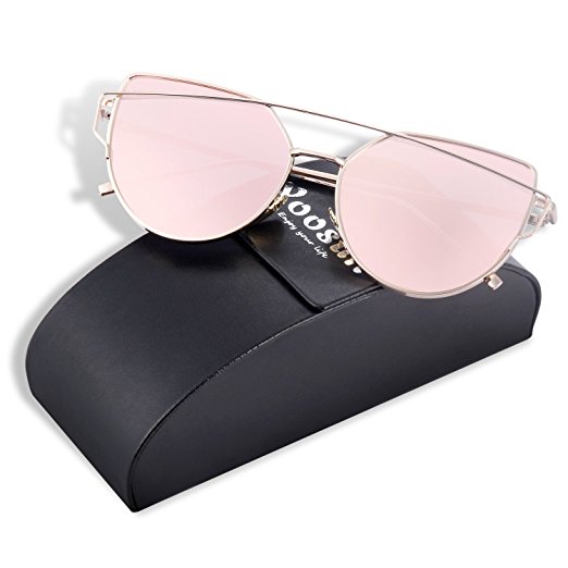 YOOSUN Polarized Sunglasses for Womens Cat Eye Mirrored Flat Lenses UV400 P2074