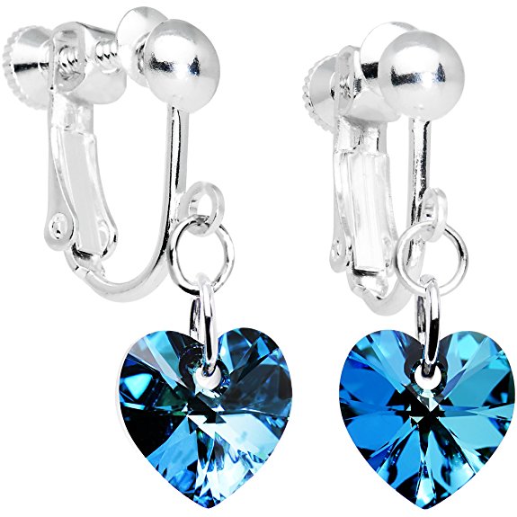 Body Candy Handcrafted Heart Clip Earrings Created with Swarovski Crystals