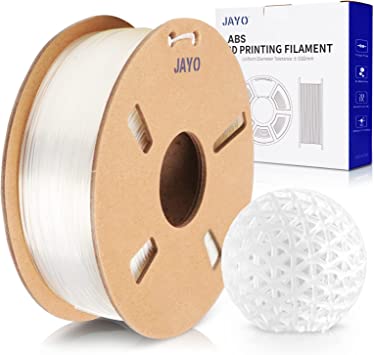 JAYO ABS 3D Printer Filament, Impact and Heat Resistant ABS Filament 1.75mm Dimensional Accuracy  /- 0.02mm, 0.65KG Cardboard Spool 3D Printing Material Fits FDM Printers, ABS Transparent 650G