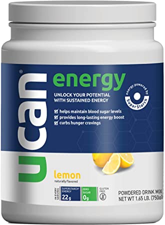 UCAN Keto Energy Powder - Sugar Free Pre Workout Powder for Men & Women with SuperStarch - Non-GMO, Vegan, Gluten Free - Lemon - 30 Servings