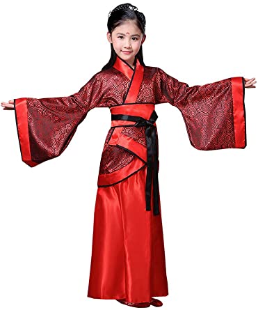 KINDOYO China Hanfu - Girls Red Retro Hanfu Children Traditional Stage Costumes