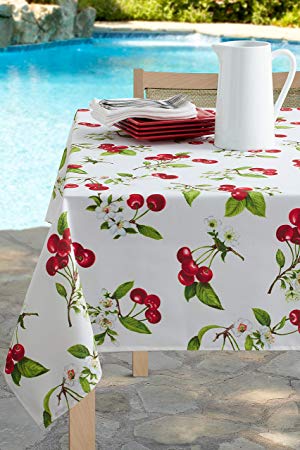 Benson Mills Indoor Outdoor Spillproof Tablecloth for Spring/Summer/Party/Picnic (Cherries Jubilee, 52" X 70" Rectangular)