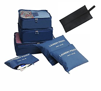 Itraveller 7 set Luggage packing Organizer-3 Travel Cubes for Packing 3 Packing Organizer Bags with 1 Shoe Bag