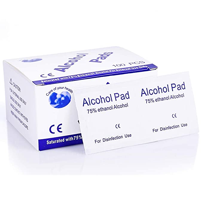 75% Alcohol Disinfectant Cotton Slices, 100 Pcs Sterile Alcohol Prep Pads Gauze Pads Individually Wrapped Swap Pad 6 x 6cm