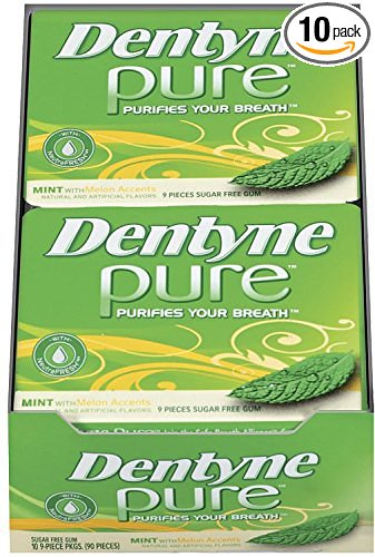 Dentyne Pure Sugar-Free Gum (Mint & Melon Accents, 9 Piece, Pack of 10)